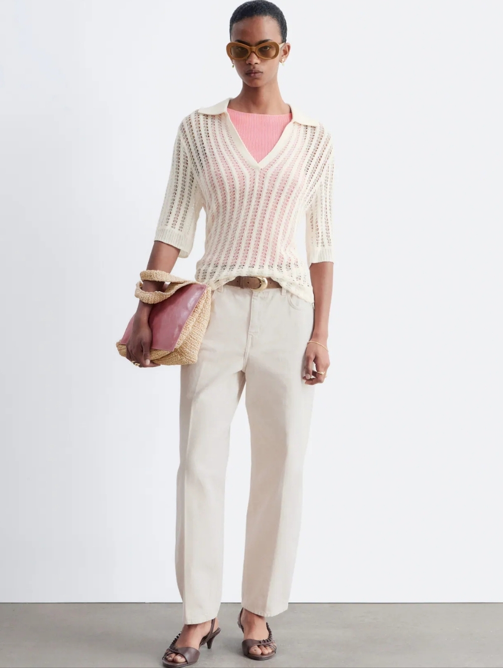 & Other Stories Ecru / Cream Straight Leg High Rise Jeans